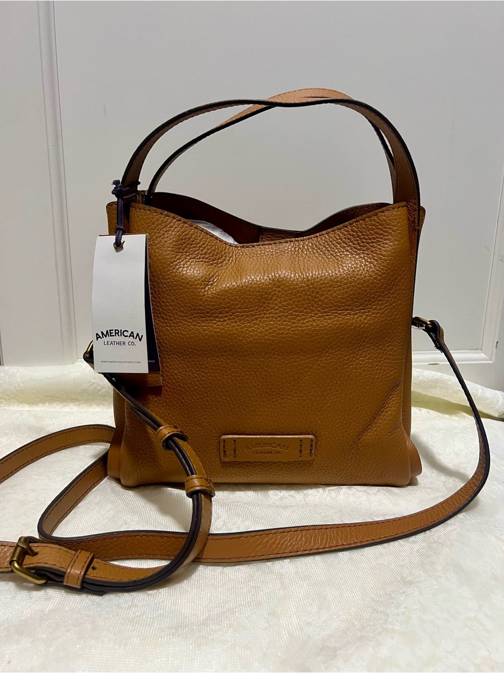 American Leather Co. Pebbled Brown Leather Shoulder Bag
